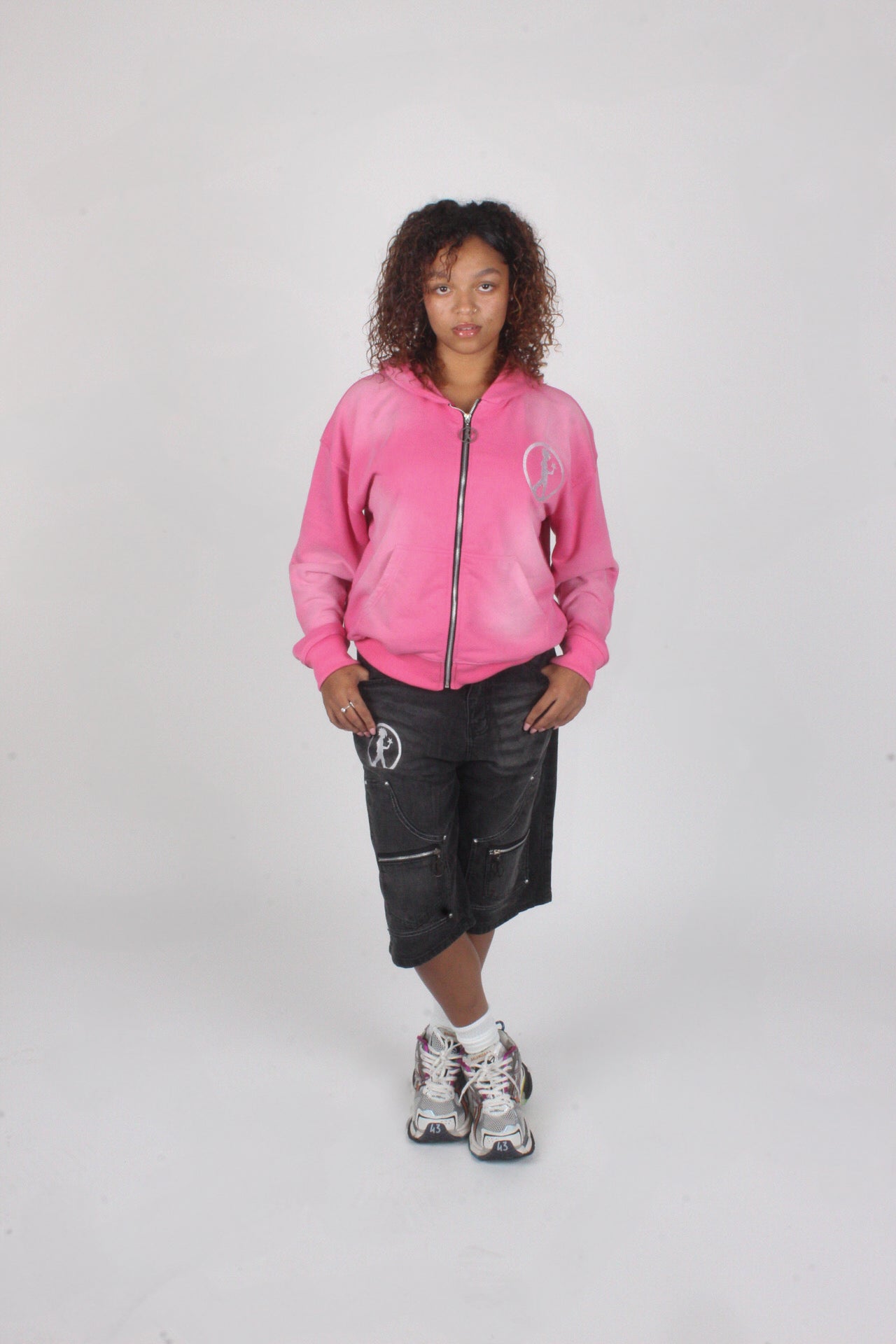 PINK "ACID WASH" ZIP UP