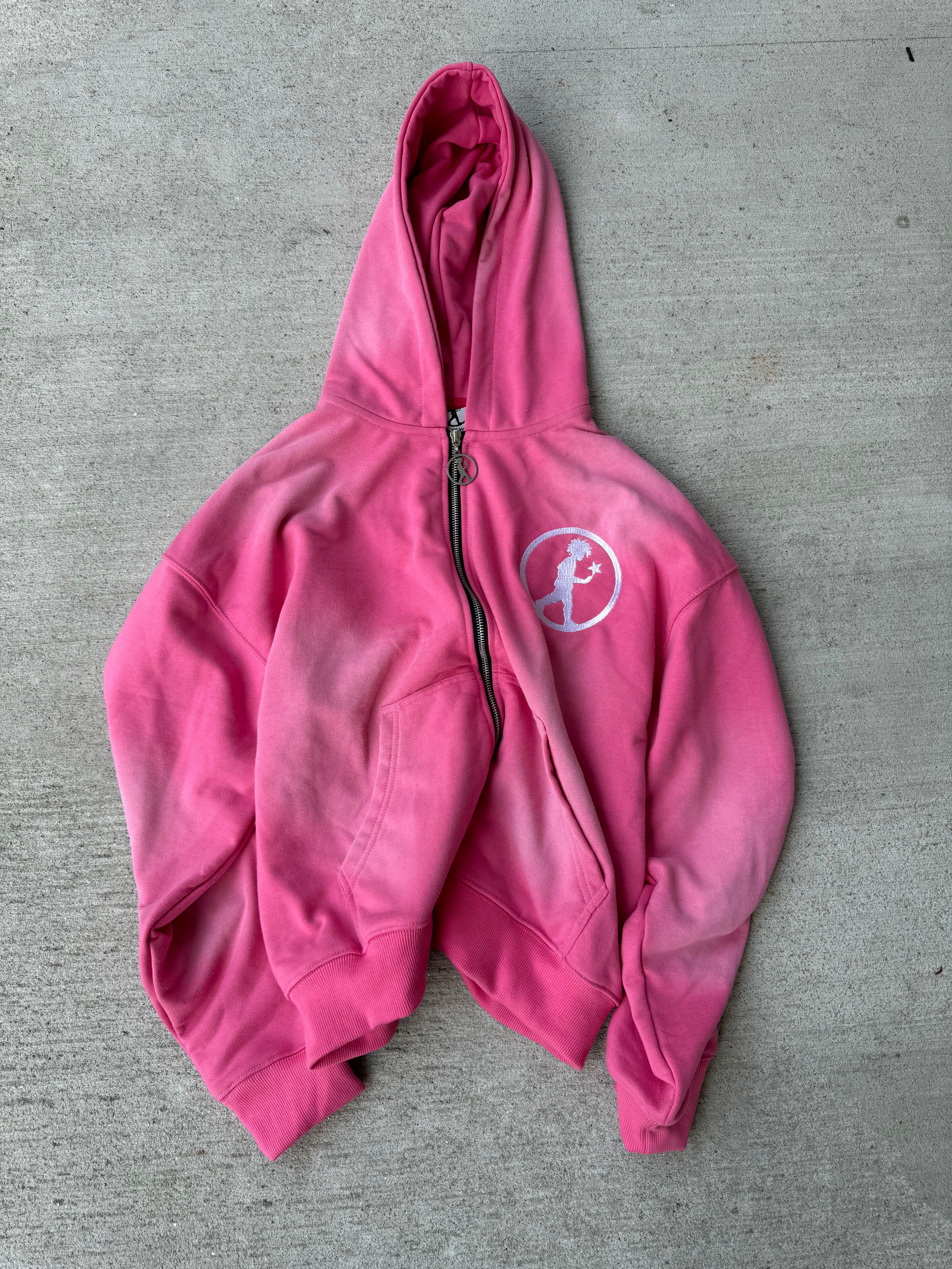 PINK "ACID WASH" ZIP UP