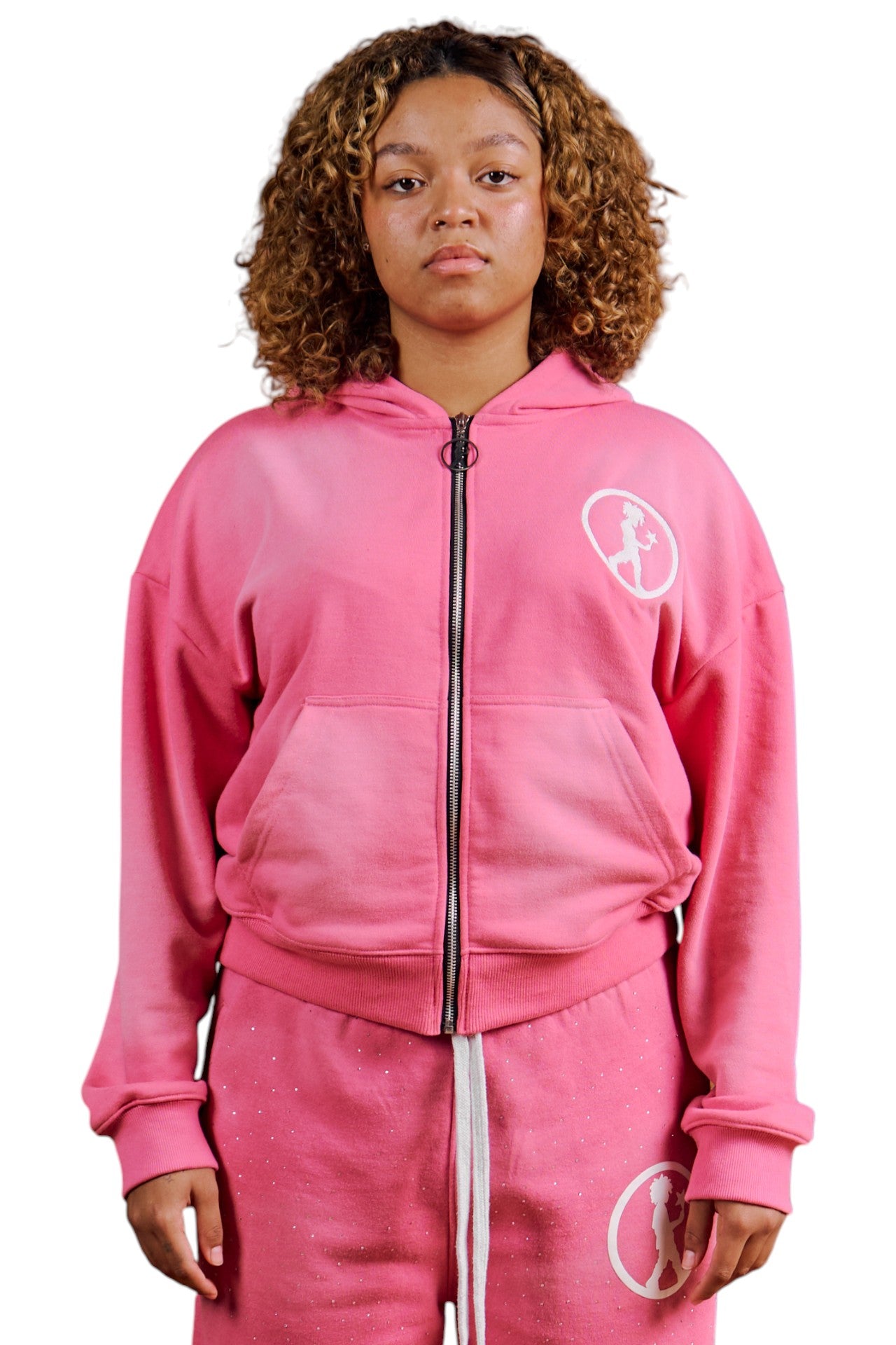 PINK "ACID WASH" ZIP UP